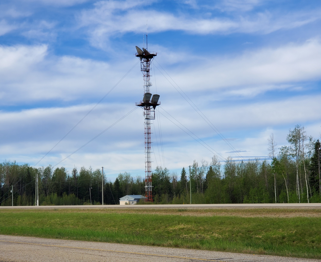 Line of sight microwave relay tower along the Alaska Highway