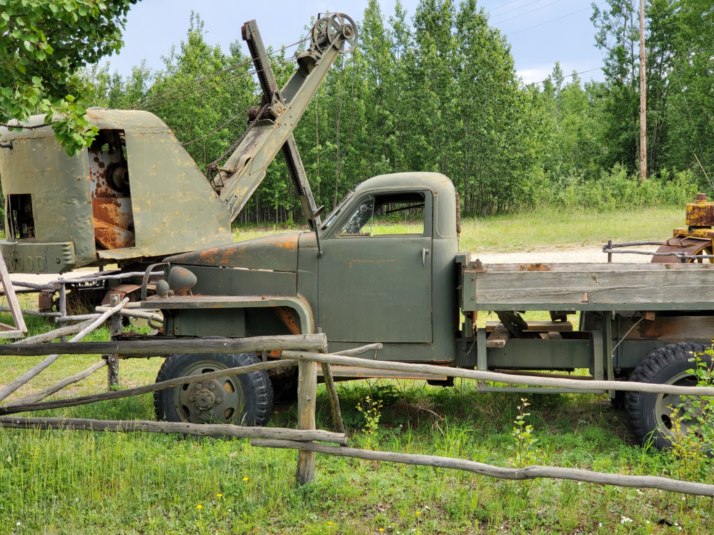 Power shovel and 6x6 truck used in original Alaska Highway construction, Delta Junction