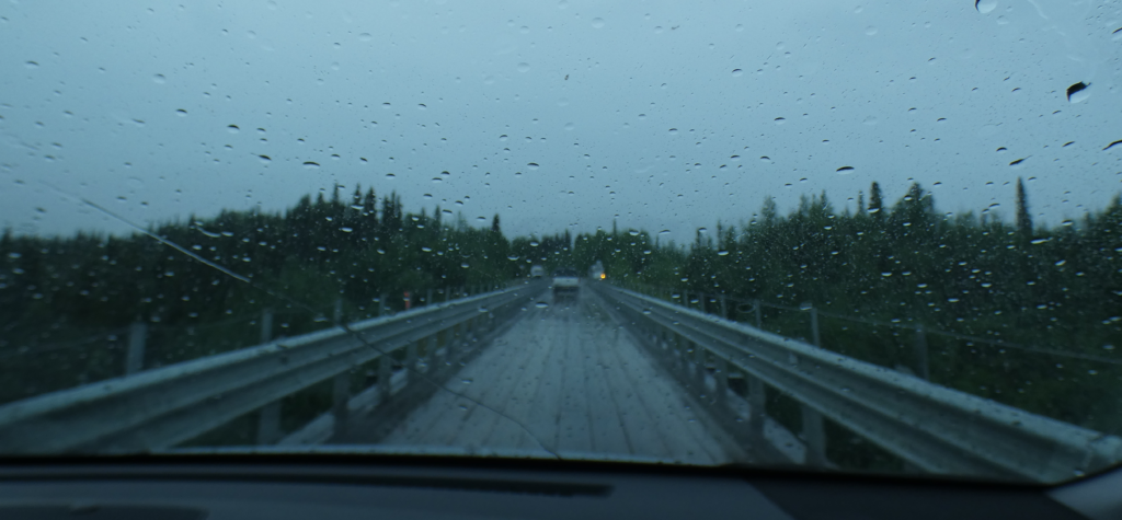 Driving across the Kuskulina Bridge, McCarthy Road.