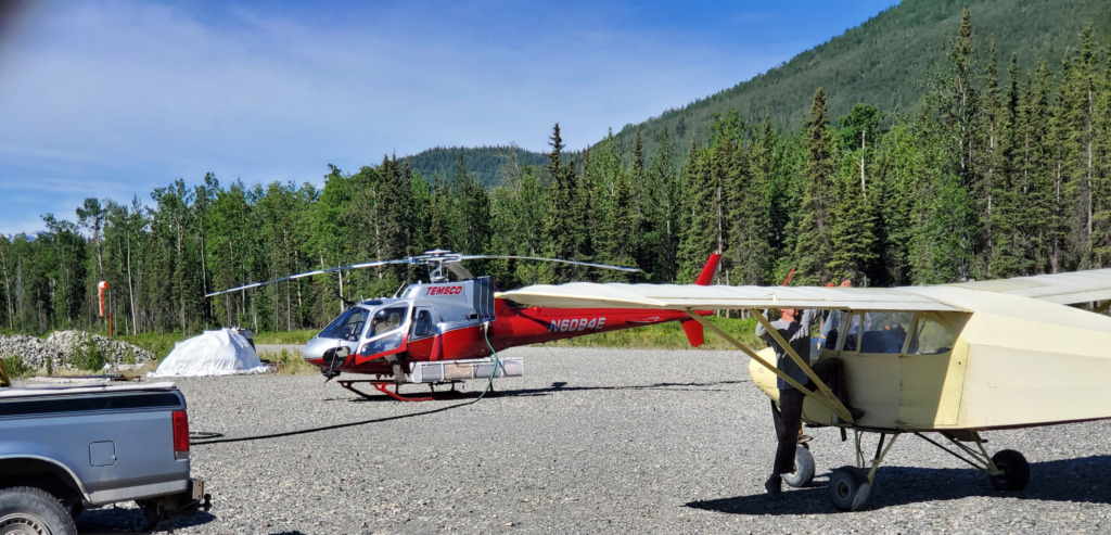 Airplane ready to depart, helo fueling up, McCarthy, Alaska