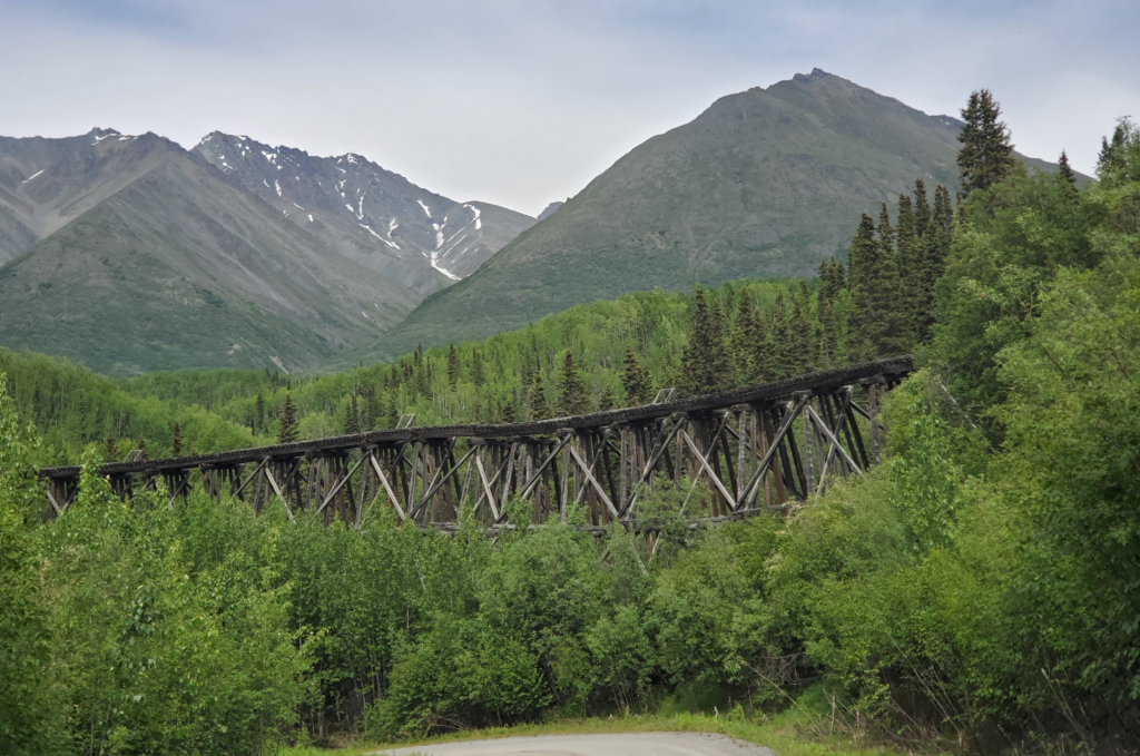 Abandoned Gilahina Trestle, McCarthy Road, 880 feet long, 90 feet high, 8 days to build in 1911!