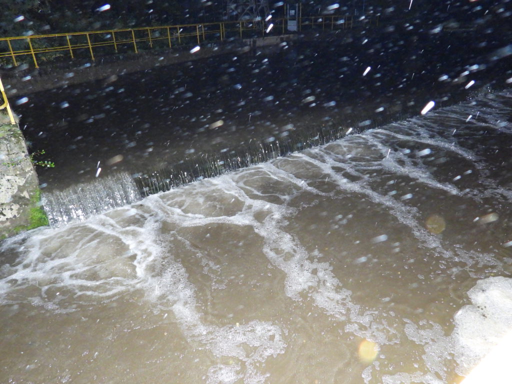 A lot of water over the dam but under control