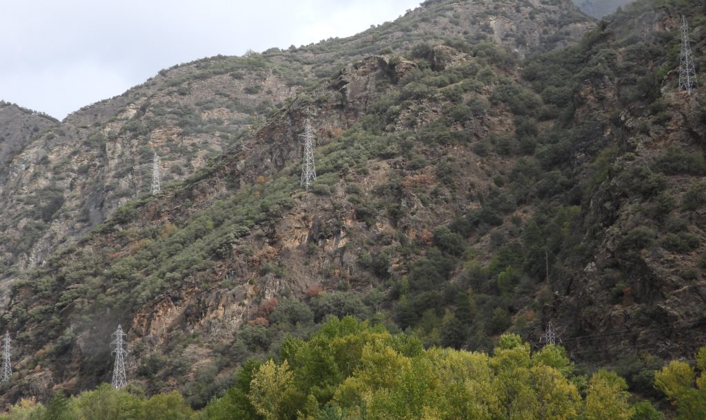 Transmission lines marring the scenery on one side of the canyon...