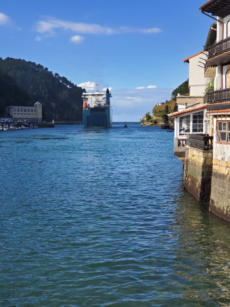 Vessel traffic leaving Pasaia port