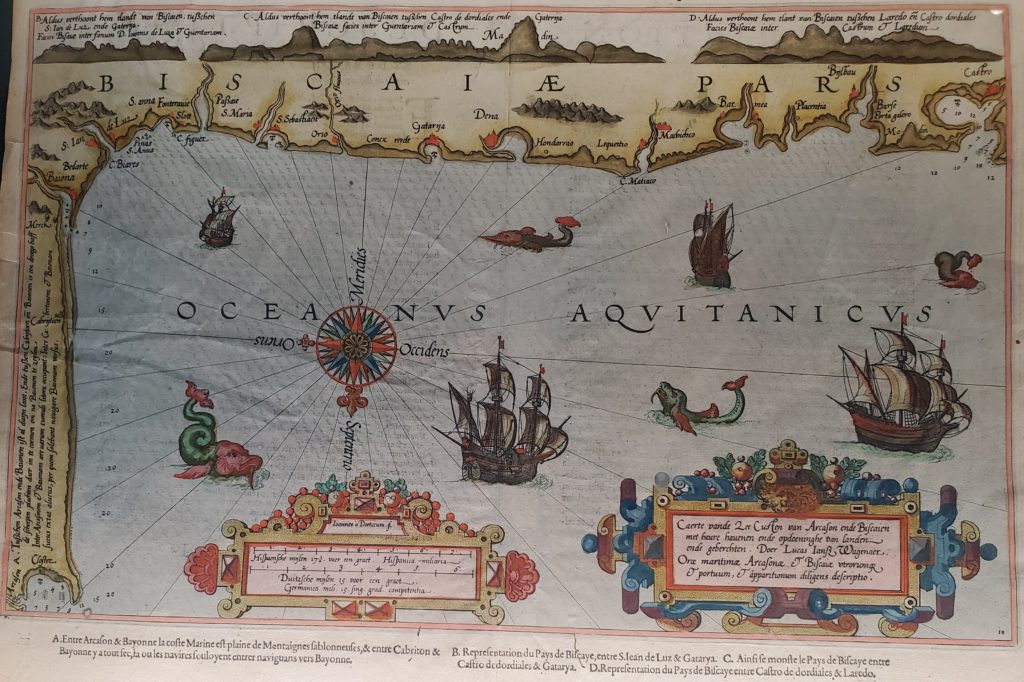 1588 Dutch map of Bay of Biscay. Shipping was already important here that long ago.