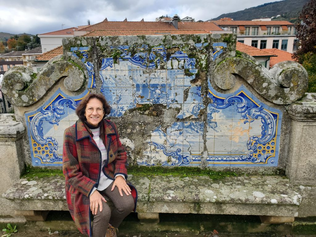 Manuela in park, Tile work is beautiful, but very deteriorated