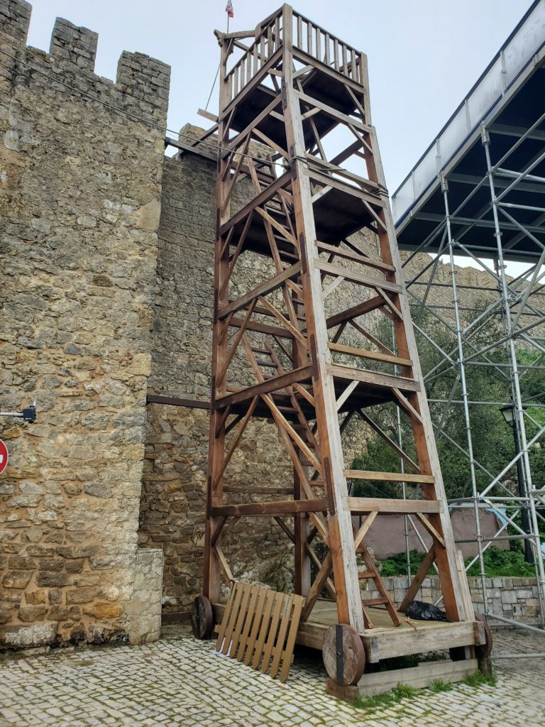 Siege tower against the castle wall