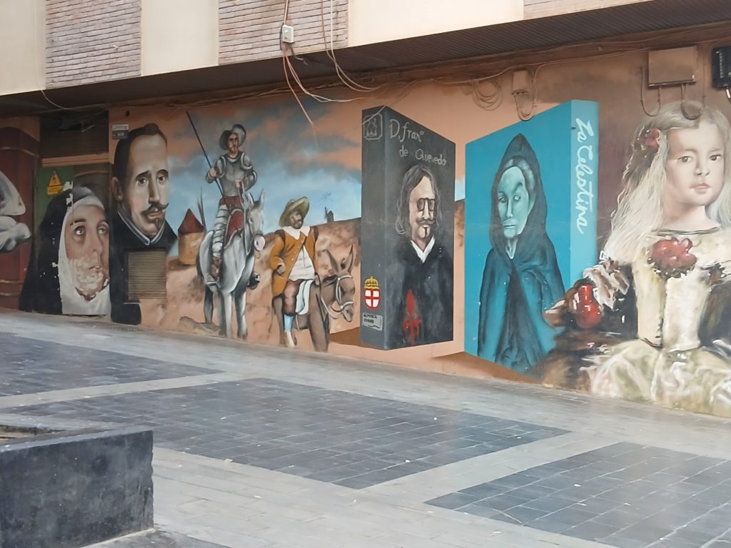 Interesting literary mural near the bar