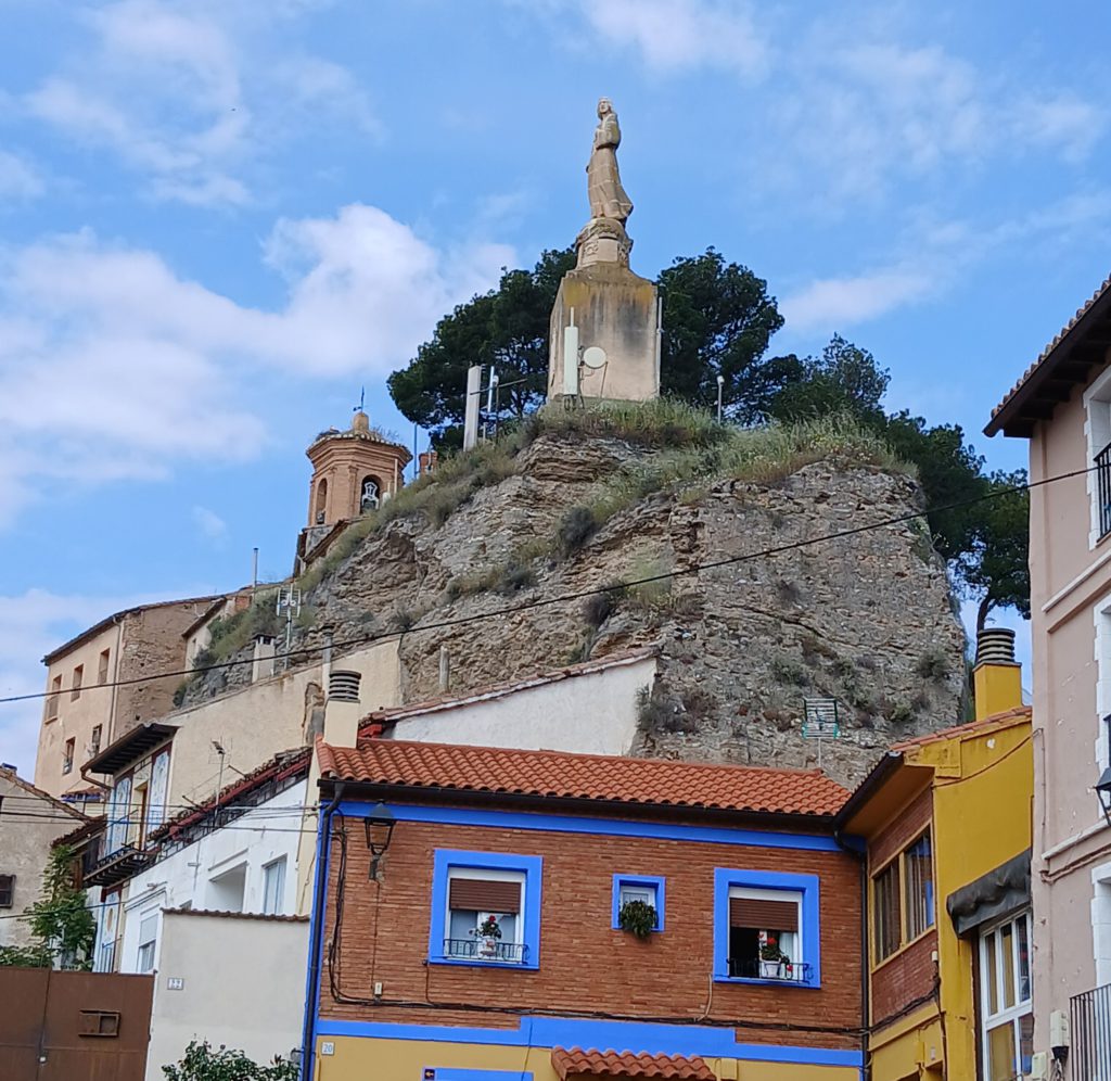 Walking uphill, but the statue is not my goal.