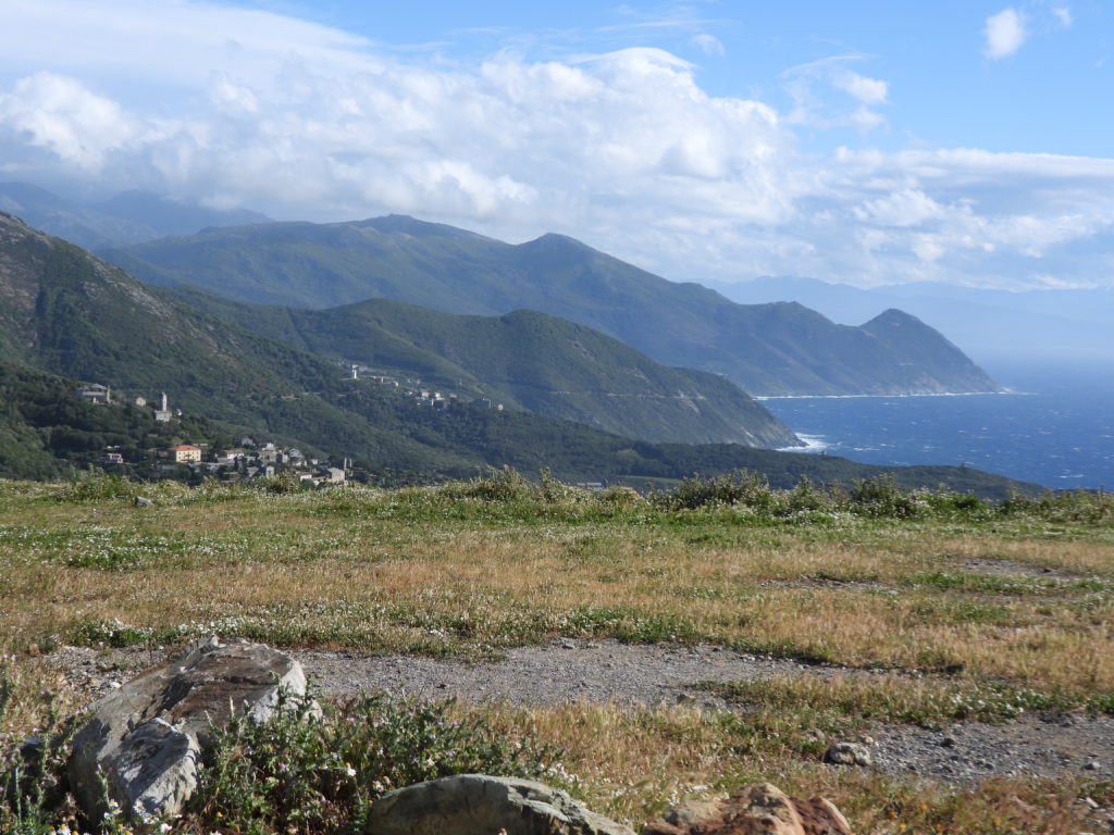 A rare flat area looking south along the Corsican west coast.